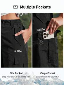 In My Nature Women's Solid Color Button Pocket Casual Outdoor Trousers