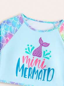 SHEIN Tween Girls' New Fashionable Fish Scale Print Bikini Swimwear Set - Multicolor - View 4