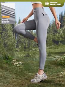 Women's Plain High Waist Skinny Leggings For Daily & Outdoor Wear - Dark Grey - View 10