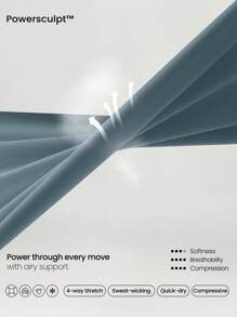 GLOWMODE Powersculpt™-Air 吸汗凉爽感觉高弹力 U 形后背圆领运动胸罩高强度健身跑步训练可拆卸罩杯 - 灰色 - 查看 5