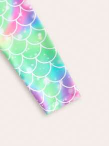 SHEIN Tween Girls' New Fashionable Fish Scale Print Bikini Swimwear Set - Multicolor - View 5