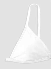 Swim Basics Solid Color Minimalist Bikini Swimwear For Holiday Beach, For Summer Vacation - White - View 4