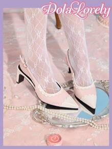 Dola Lovely Women's Solid Color Patchwork Pointed Toe Casual High Heel Pumps - Pink - View 1