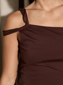 AiiRZ Asymmetric One Shoulder Top Evening Party Club Date Night Elegant Form-Fitting Top Evening Wear Fashion Summer Autumn