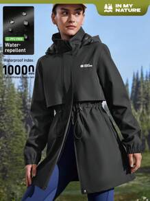 In My Nature Women's Drawstring Waist Hooded Casual Jacket - Black - View 10