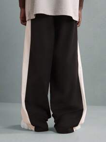SUMWON Pantalones anchos de pierna de dos tonos, pantalones deportivos de lujo premium, pantalones deportivos de estilo atlético, ropa deportiva urbana moderna y cómoda, pantalones de alto rendimiento