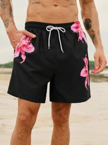 Manfinity VDAYZ Men's Casual Floral Print Beach Shorts,Hawaiian