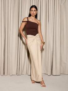 AiiRZ Asymmetric One Shoulder Top Evening Party Club Date Night Elegant Form-Fitting Top Evening Wear Fashion Summer Autumn