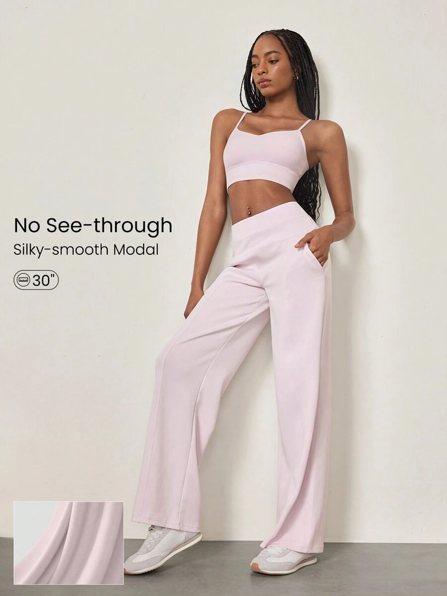 GLOWMODE 莫代尔柔软舒适防蹲阔腿裤带侧袋日常休闲