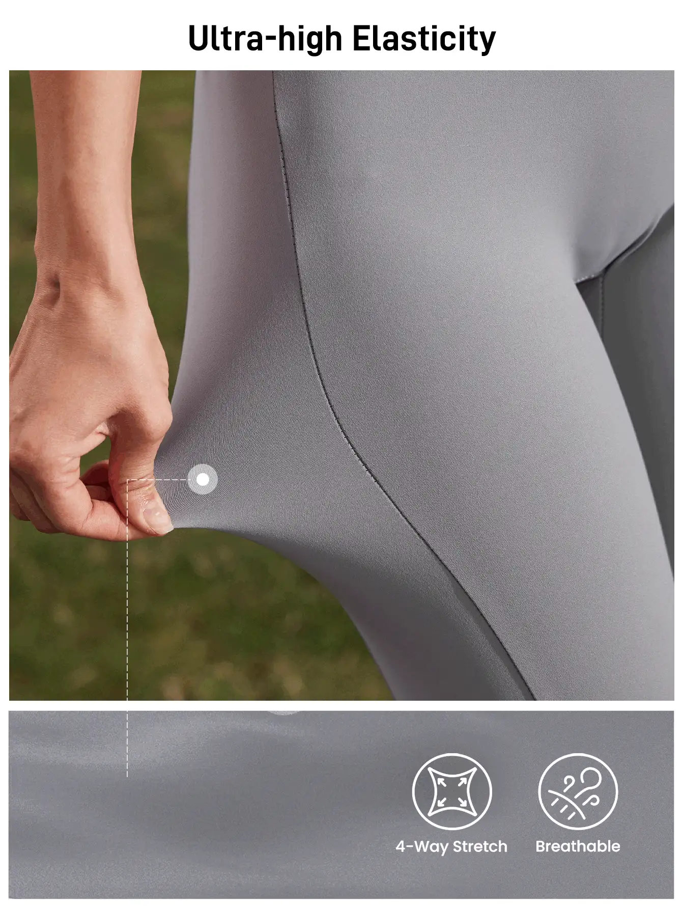 Women's Plain High Waist Skinny Leggings For Daily & Outdoor Wear - Dark Grey - View 2