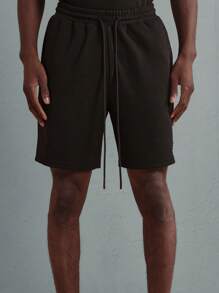 SUMWON Essential Slim Fit Textured Athletic Shorts With Side Pockets, Drawstring Waist, Performance Quick Cool Fabric, Perfect For Workout, Training, Running And Urban Lifestyle - Black - View 8