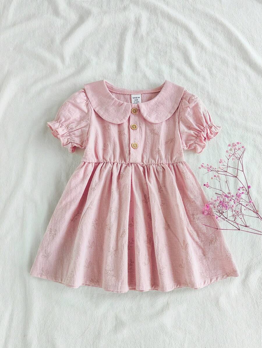 Vintaside Kids 女婴休闲简约花卉印花连衣裙 - 淺粉色 - 查看 1