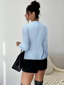 Firerie 女士合身白色衬衫，交叉领口和金属装饰，优雅通勤