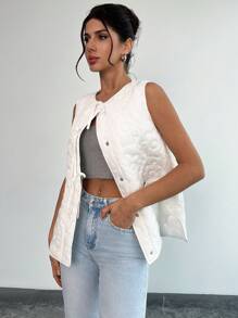 SHEIN Privé Blazer décontracté élégant et romantique à imprimé floral pour femmes, convient pour le trajet domicile-travail, les fêtes, les vacances, la rentrée, les rendez-vous, les mariages et les anniversaires - Blanc - Voir 4