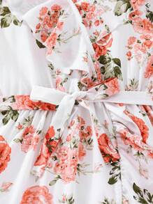 Tween Girls Beach Vacation Floral All-Over Print Ruffled Hem Wrap Dress - Multicolor - View 5