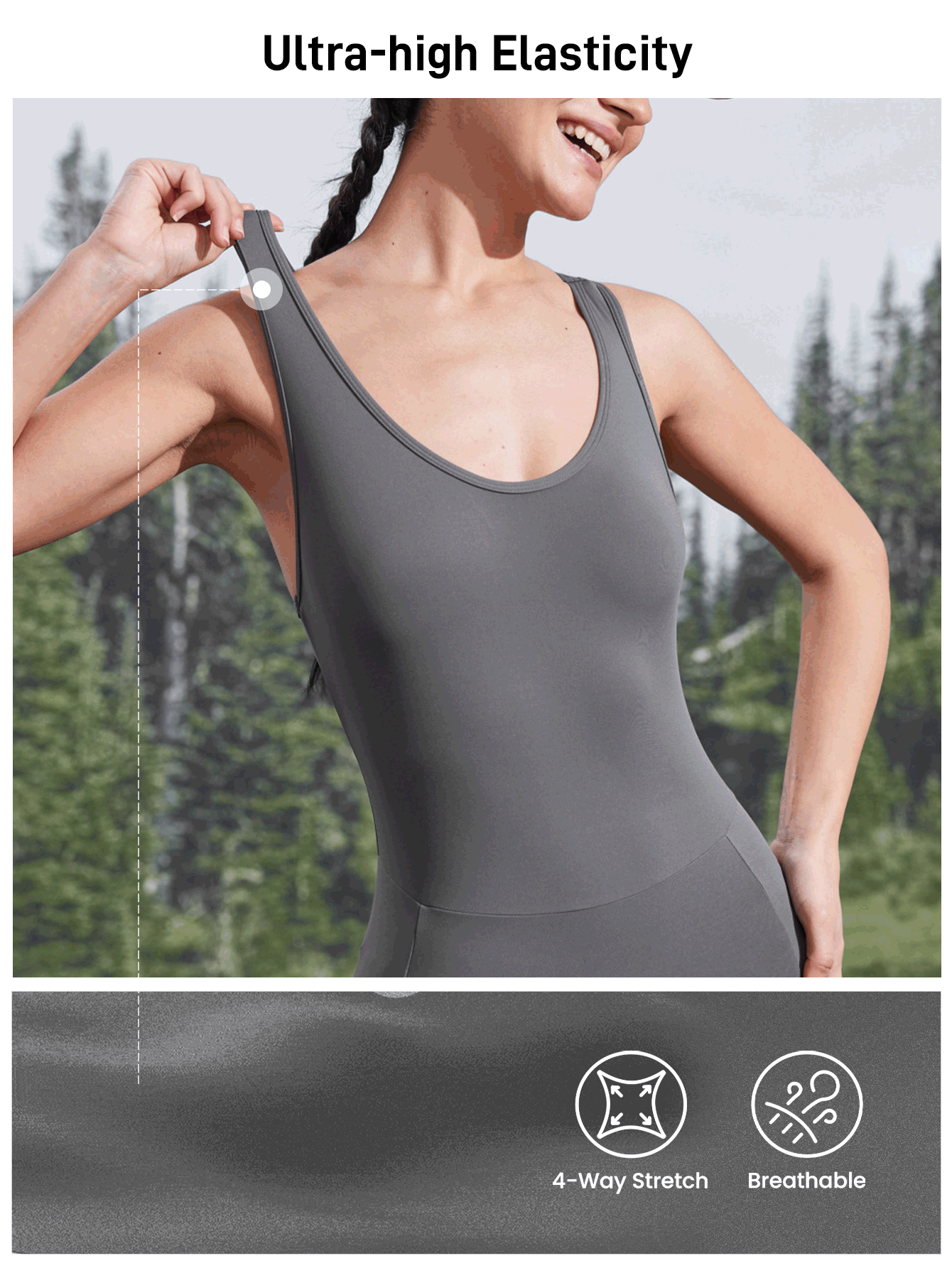 XH063 Bộ đồ liền thân bó sát chạy bộ thể thao yoga thời trang ngoài trời giản dị - Màu xám đen - Xem 3