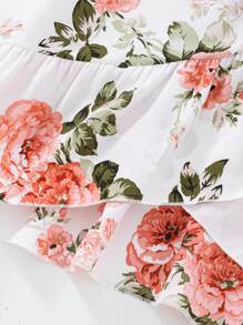 Tween Girls Beach Vacation Floral All-Over Print Ruffled Hem Wrap Dress - Multicolor - View 6