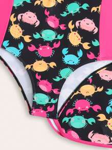 Tween Girls Latest Fashion Printed Splicing Swimwear Set - Multicolor - View 4