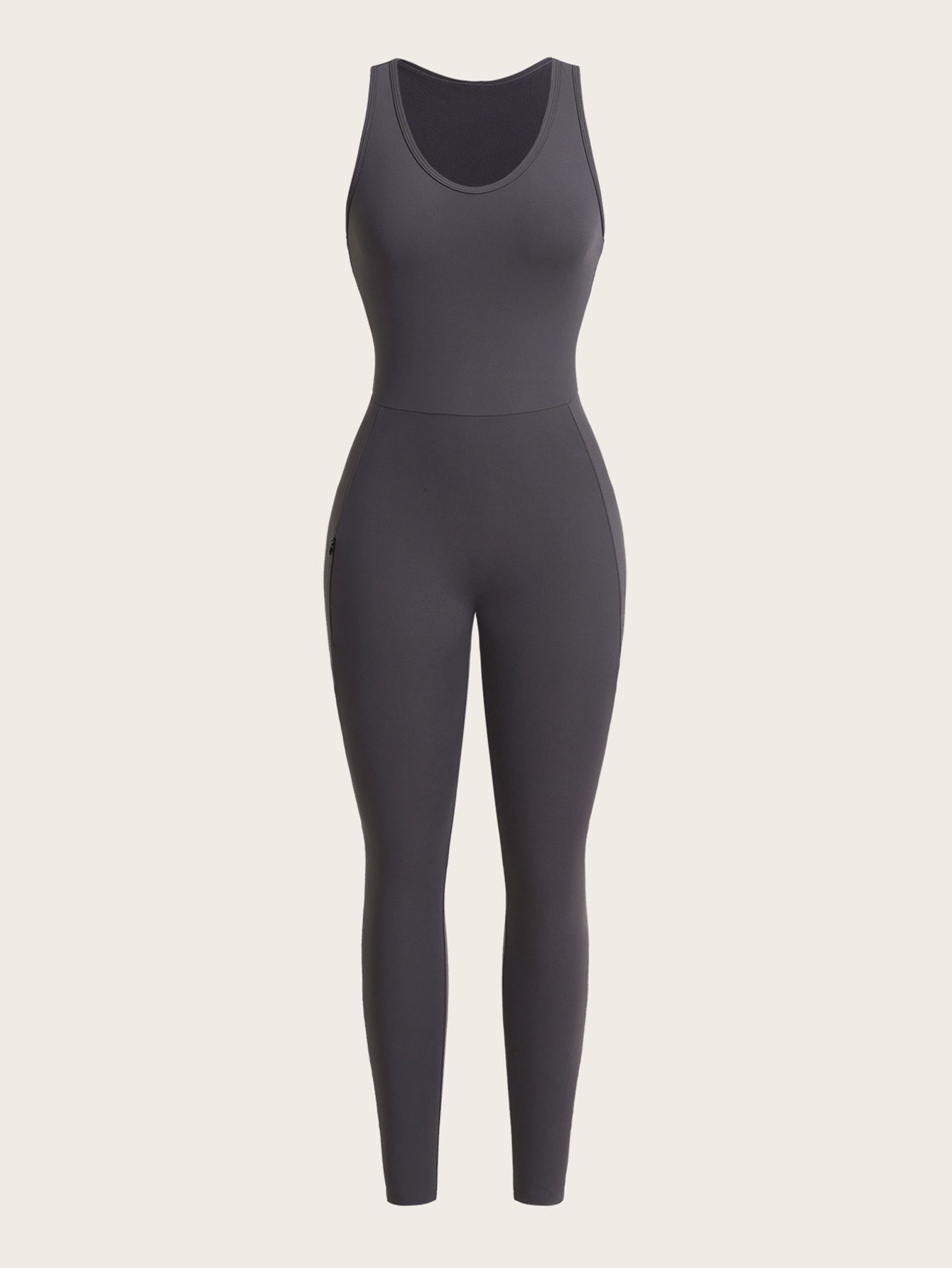 XH063 Bộ đồ liền thân bó sát chạy bộ thể thao yoga thời trang ngoài trời giản dị - Màu xám đen - Xem 5