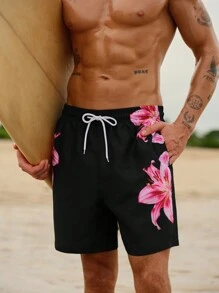 Manfinity VDAYZ Men's Casual Floral Print Beach Shorts,Hawaiian