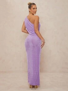 Lumalex 1 pieza Vestido ajustado con detalle de pliegues y decoración metálica para mujer