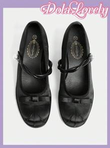 Dola Lovely 2024 New French Chunky Heel High Heels Women Spring Autumn Mary Jane Shoes, British Style Spring Break Easter - Black - View 6