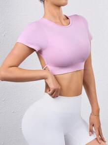 Absorbs Sweat Softness Contrast Mesh Knot Side Sports Teeworkout Tank Top