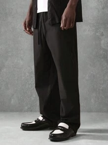 SUMWON Lockere Passform Popelin Hose, lässig-geschäftlich, leicht, entspannend, Büroarbeit, professionelle Kleidung, Komfort Taille, ganzjährig tragbare Hose