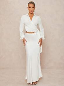 Lumalex 适合开斋节、春节、婚礼的高级女士衬衫 - 白色 - 查看 1