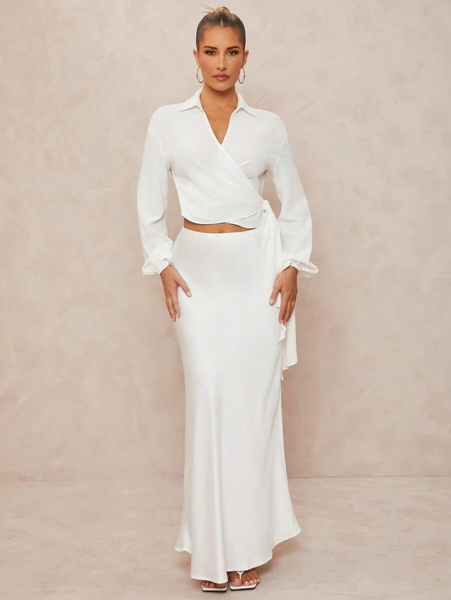 Lumalex 适合开斋节、春节、婚礼的高级女士衬衫 - 白色 - 查看 1