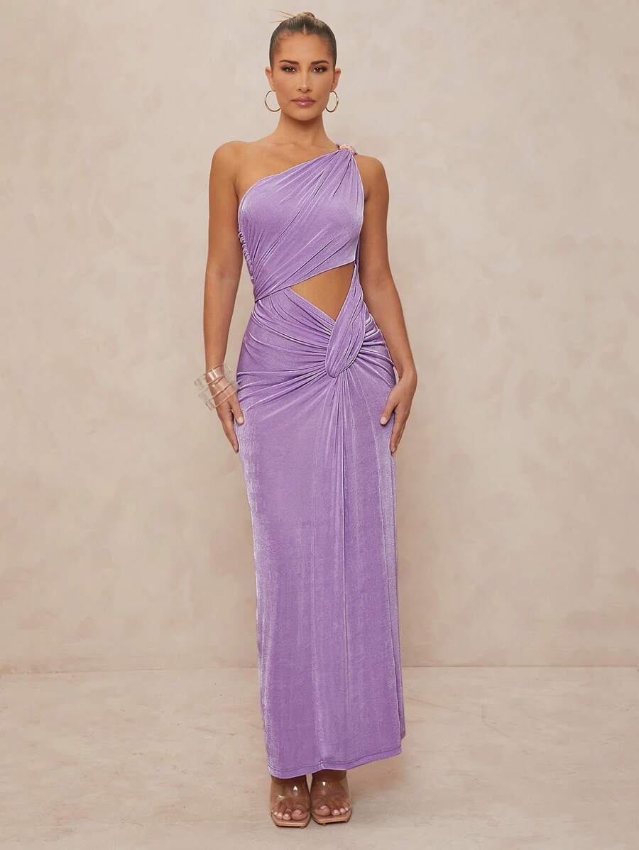 Lumalex 1 chiếc váy bó sát xoắn xếp nếp trang trí kim loại dành cho nữ - Màu tím  Violet - Xem 1