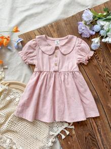 Vintaside Kids 女婴休闲简约花卉印花连衣裙 - 淺粉色 - 查看 3