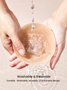 LUVLETTE Plus Reusable Not Sticky Self-Adhesive No-Show Silicone Nipple Covers-Non-Adhesive-Almond - Almond - View 3