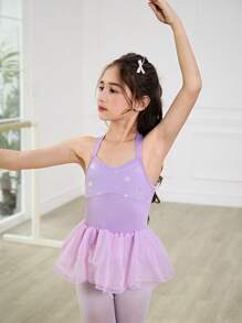 Váy múa ba lê Pettiskirt đính kim sa tím hình bướm cổ điển quyến rũ cho bé gái tuổi teen, váy múa ba lê tutu công chúa dễ thương, trang phục thể thao - Màu tím hoa cà - Xem 5