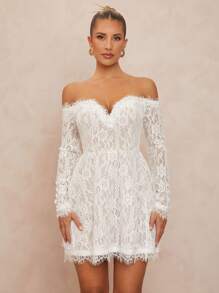 Lumalex Spring Wedding Season Banquet Coming Of Age Ceremony Summer Swimsuit Swimwear Swim Vacation Easter Beach Seaside High-End Women's Mini Dress For Wedding - White - View 1