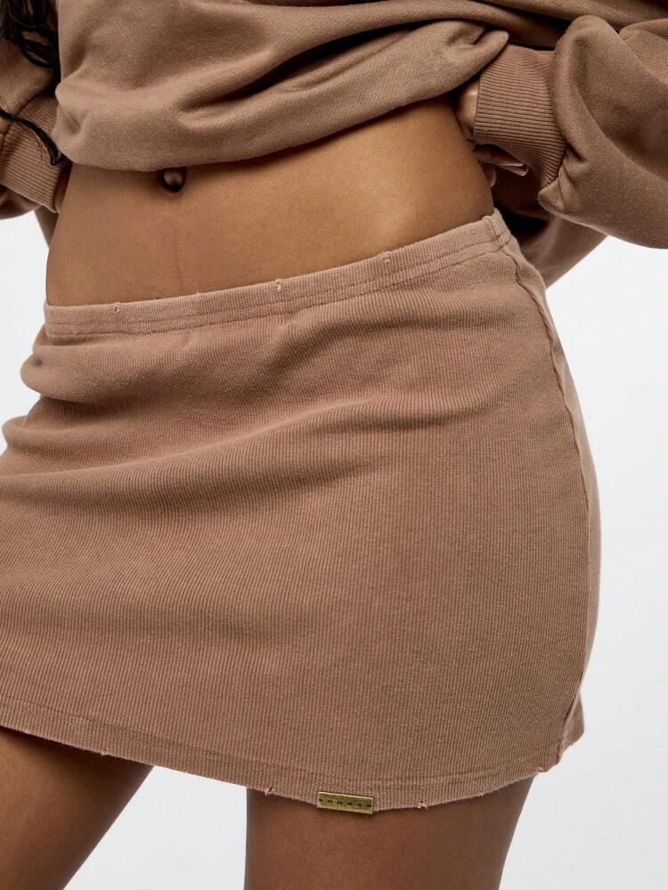 SUMWON WOMEN Cozy Ribbed Knit Mini Skirt