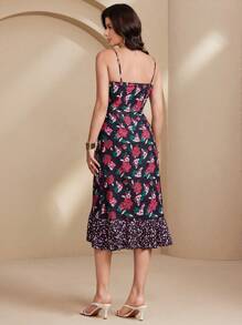 SHEIN Unity Women Elegant Ruffle Hem Asymmetrical Hem Cami Dress - Multicolor - View 2