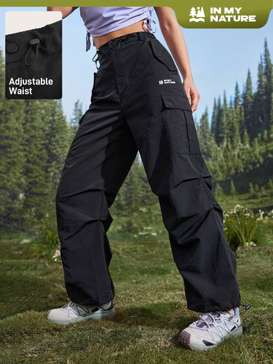 In My Nature Women's Solid Color Button Pocket Casual Outdoor Trousers