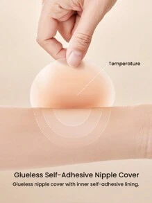 LUVLETTE Reusable Not Sticky Self-Adhesive No-Show Silicone Nipple Covers-Non-Adhesive-Light Beige