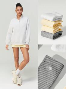 GLOWMODE 3 Pairs Socks Soft Ventilated Mesh With Embroidered Logo Workout Daily Casual - Multicolor - View 8