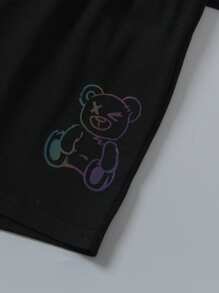 SHEIN 3pcs/Set Cute Bear Print Young Boys 2 Pieces Sets: Featuring Different Printing Techniques, These Sets Combine Childlike Charm And Fashion, Providing A Unique Wearing Experience For Young Boys.