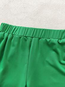 SHEIN Playful Pals 2pcs/Set Toddler Boys Birthday Dinosaur Graphic Tee And Shorts Set, Suitable For Birthday Party Photos, Spring/Summer - Green - View 6