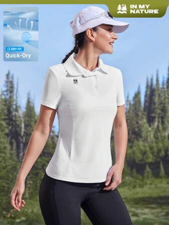 Camiseta informal de mujer de unicolor y manga corta para exteriores