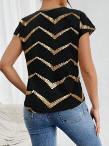 Firerie Women Casual Elegant Loose Foil Shoulder Blouse Top Women Solid Satin Batwing Sleeve Round Neck Ruffle Blouse - Multicolor - View 2