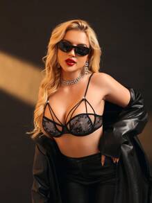 SHEIN 女士简约时尚休闲日常内衣文胸 - 黑色 - 查看 5