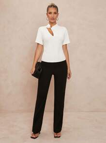 Lumalex 春季郊游 夏季假期 复活节 波西米亚风 海滩 户外 层次丰富 婚礼季 宴会 成人礼 海滩 海边 女士纯色短袖T恤，休闲时尚，适合日常穿着、毕业典礼、教师节、返校季等场合 - 白色 - 查看 3