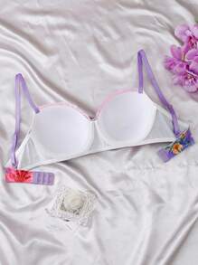 قطعة واحدة من ملابس داخلية نسائية بطبعة زهرية مع سلك - الأرجواني - مشاهدة 2