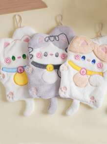 1pc Cute Cartoon Cat Hanging Kitchen And Bathroom Towels, Towels, Children's Hand Wiping Cloth, Cloth Home Bathroom Decor Summer