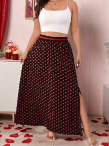 SHEIN Clasi Váy chữ A in hình trái tim cỡ lớn cho nữ, đơn giản thanh lịch - Nhiều màu - Xem 4