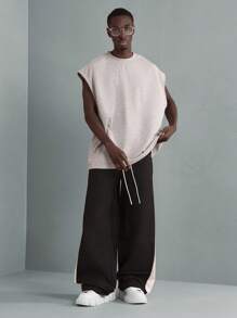 SUMWON Pantalones anchos de pierna de dos tonos, pantalones deportivos de lujo premium, pantalones deportivos de estilo atlético, ropa deportiva urbana moderna y cómoda, pantalones de alto rendimiento
